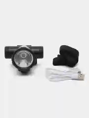 ЕРМАК фонарь налобный, 1 LED, 3 Вт, 7 х 8 см, 2 режима, 1200 мАч, USB кабель, пластик