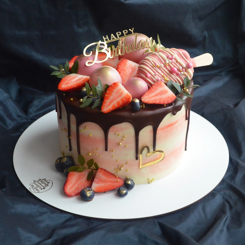 Топпер "Happy Birthday" для оформления торта, из акрила, №1