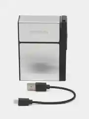 Серебряный портсигар для сигарет, мужской, с электронной зажигалкой USB, для 20 сигарет