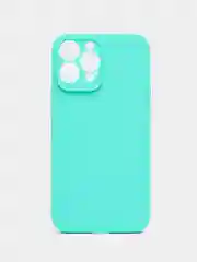 Бирюзовый чехол для iPhone 13 Pro Max (Айфон 13 Про Макс), силиконовый, цветной, матовый