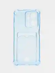 Голубой чехол для Huawei Honor X7a / Хуавей Хонор Х7а прозрачный, с карманом для карты