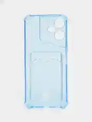 Голубой чехол для Tecno Pova Neo 3 (Техно Пова Нео 3) прозрачный, с карманом для карты