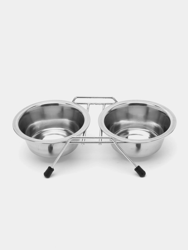 Миска двойная, металлическая, на подставке, Duvo+, 2 х 11 cм, 250 мл