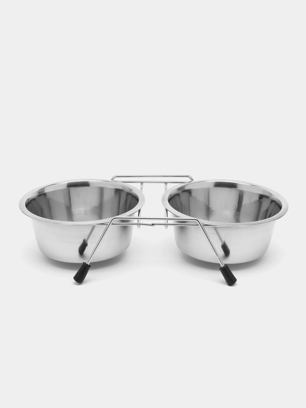 Миска двойная, металлическая, на подставке, Duvo+, 2 х 16 cм, 950 мл