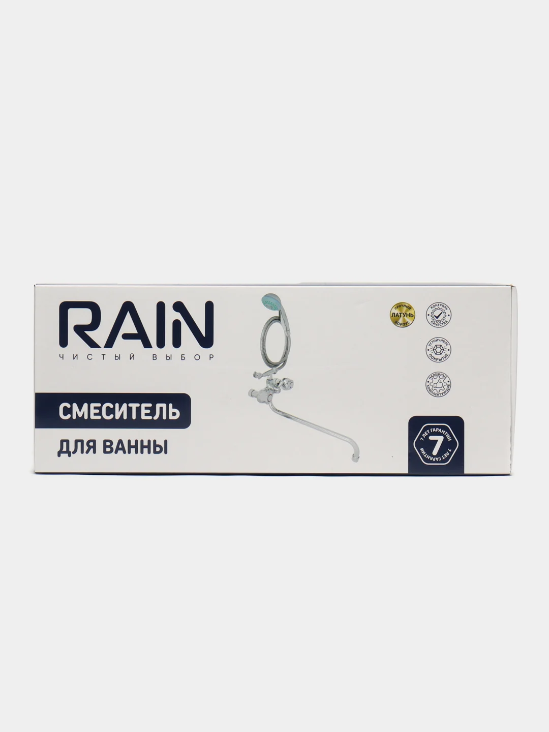 RAIN Смеситель для ванны Кварц, круглый излив 40см, керам. кран-буксы 1/2, душ, набор
