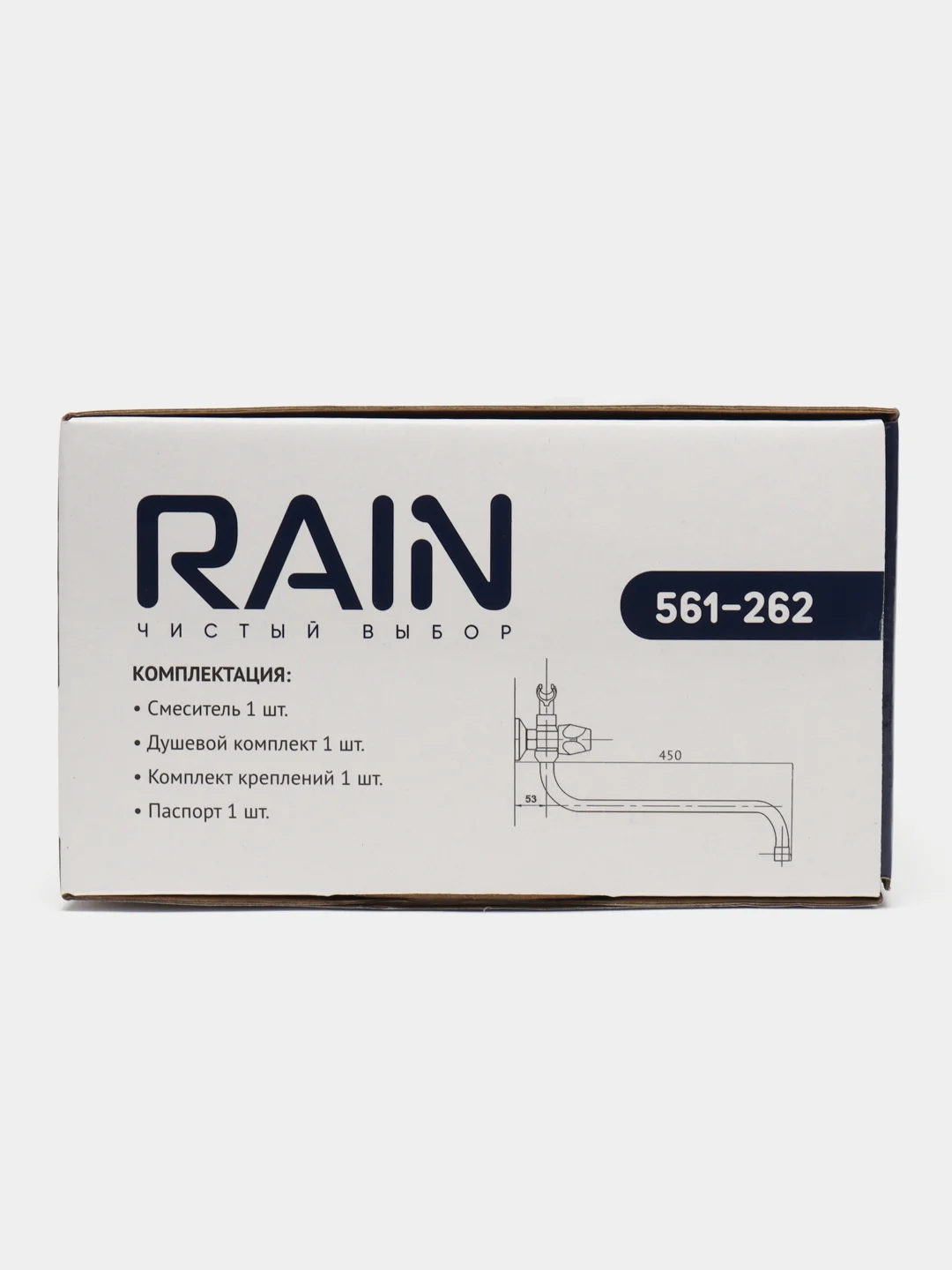 RAIN Смеситель для ванны Кварц, круглый излив 40см, керам. кран-буксы 1/2, душ, набор