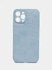 Светло-синий кожаный чехол с принтом на iPhone XR, 11, 12, 13, 14, 15, Pro, Max