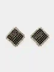 Серьги-пусеты квадратные со стразами "Diamond"