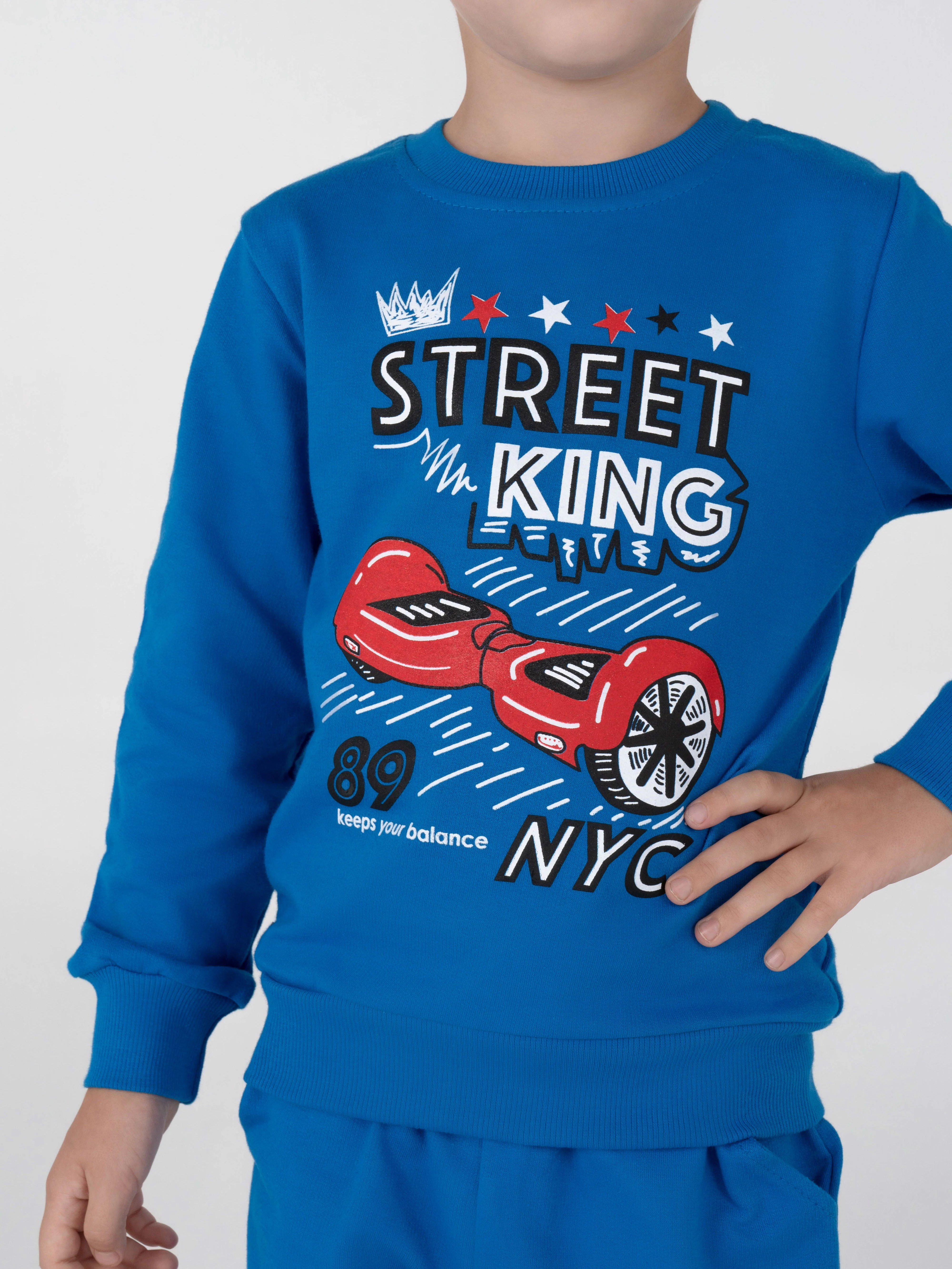 Костюм спортивный трикотажный в садик джемпер и джоггеры Street King Синий