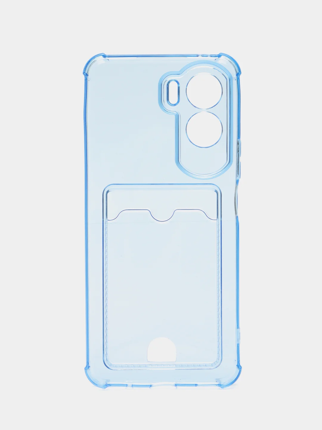 Голубой чехол для Honor 90 Lite (Хонор 90 Лайт), прозрачный, с карманом для карты