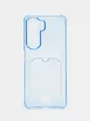 Голубой чехол для Honor 90 Lite (Хонор 90 Лайт), прозрачный, с карманом для карты