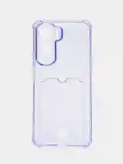 Сиреневый чехол для Honor 90 Lite (Хонор 90 Лайт), прозрачный, с карманом для карты