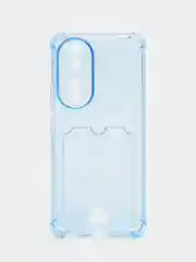 Голубой чехол для Honor 90 / Хонор 90, прозрачный, с карманом для карты