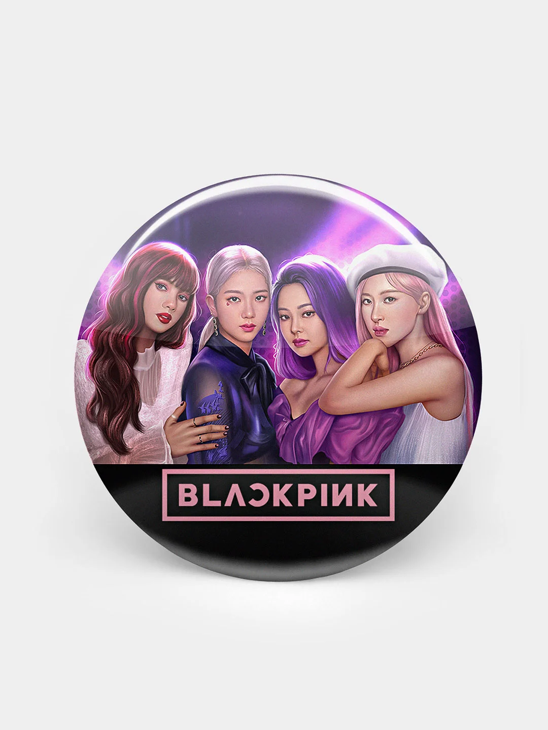 Сиреневый значки Blackpink (БлэкПинк) "Участники K-pop группы", 2 размера