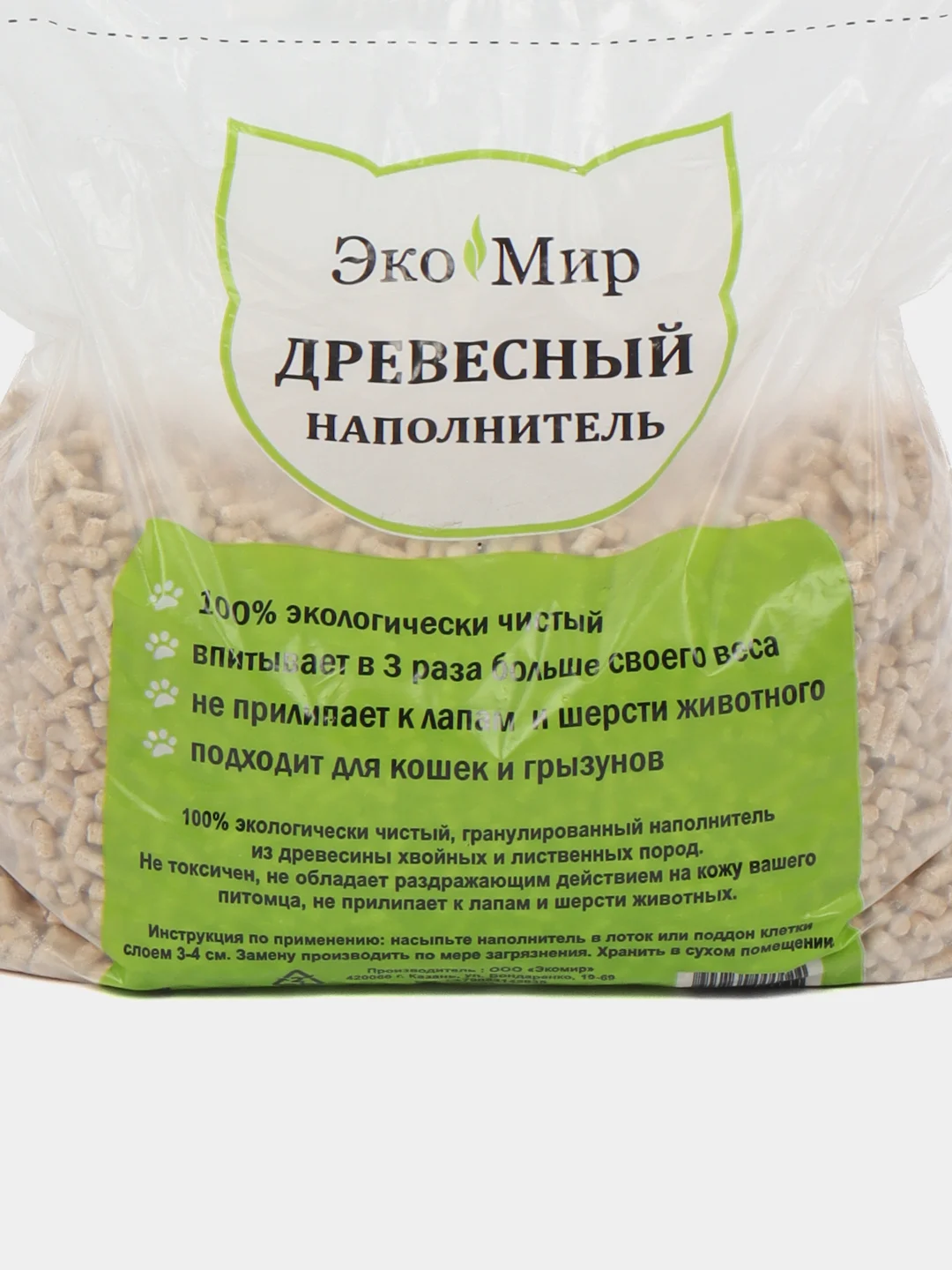 Наполнитель древесный Эко Мир, 4 кг