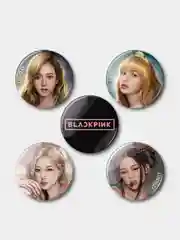 Тёмно-серый значки Blackpink (БлэкПинк) "Участники K-pop группы", 2 размера