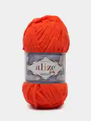 Алый пряжа плюшевая Alize Velluto, 100% микрополиэстер, 100г, 68м, плюшевая, велюровая веллюто