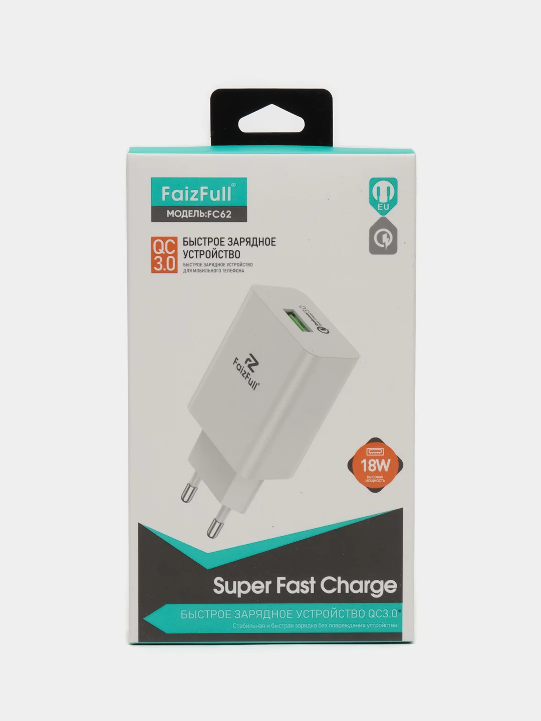 Белый сетевое зарядное устройство FaizFull Fc-62, USB, 18W