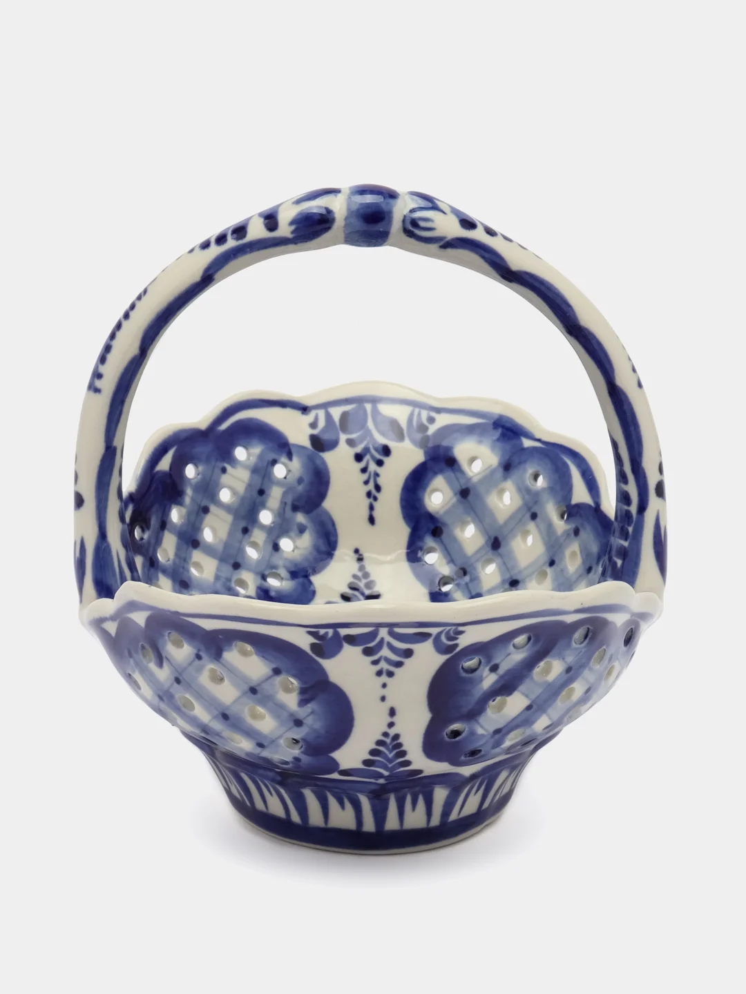 Корзинка овальная, гжель, фарфор, 16 х 21 см