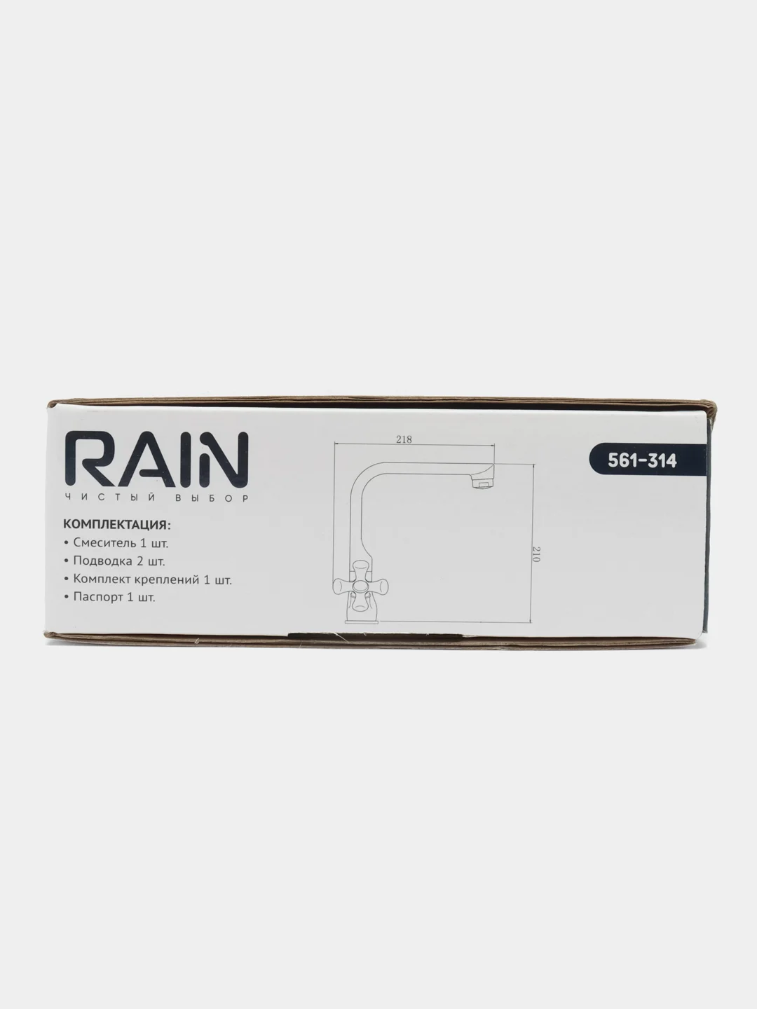 RAIN Смеситель для кухни Нефрит, высокий излив, керам. кран-буксы 1/2, гайка, латунь, хром