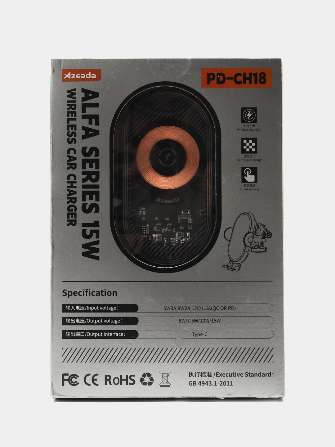 Беспроводное зарядное устройство для телефона в машину, Azeada PD-CH18 15W
