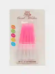 Розовый свечки для торта, неоновые, спираль, 10 штук