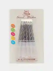 Серебряный свечки для торта, неоновые, спираль, 10 штук