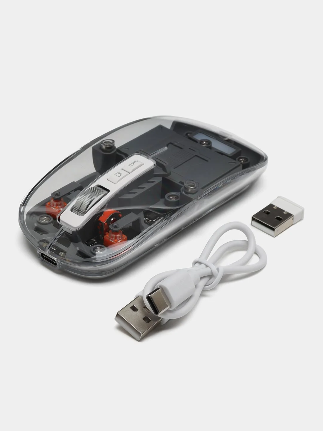 Серый мышь беспроводная компьютерная, прозрачная, Bluetooth, 2.4Ггц