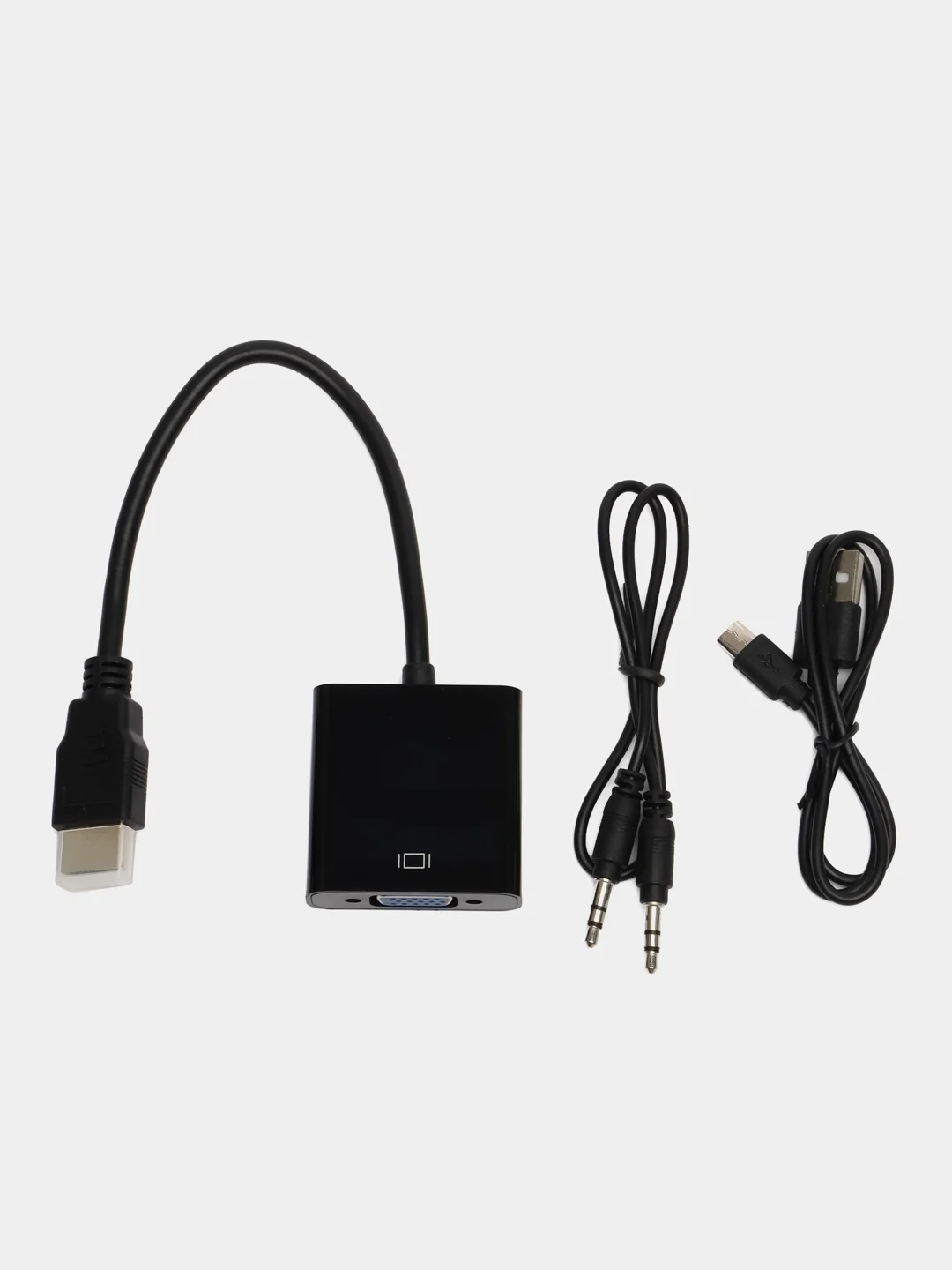 Адаптер переходник HDMI - VGA, с jack 3,5 мм, и кабелем microUSB для питания