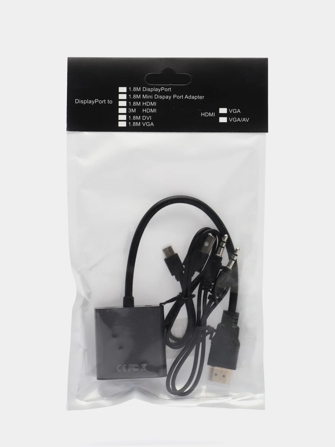 Адаптер переходник HDMI - VGA, с jack 3,5 мм, и кабелем microUSB для питания
