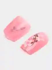Коралловый ногти накладные с рисунками и стразами, разные виды