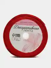 Лента для декорирования подарков "Клетка", цвет красный, ширина 25 мм, 10-8 м