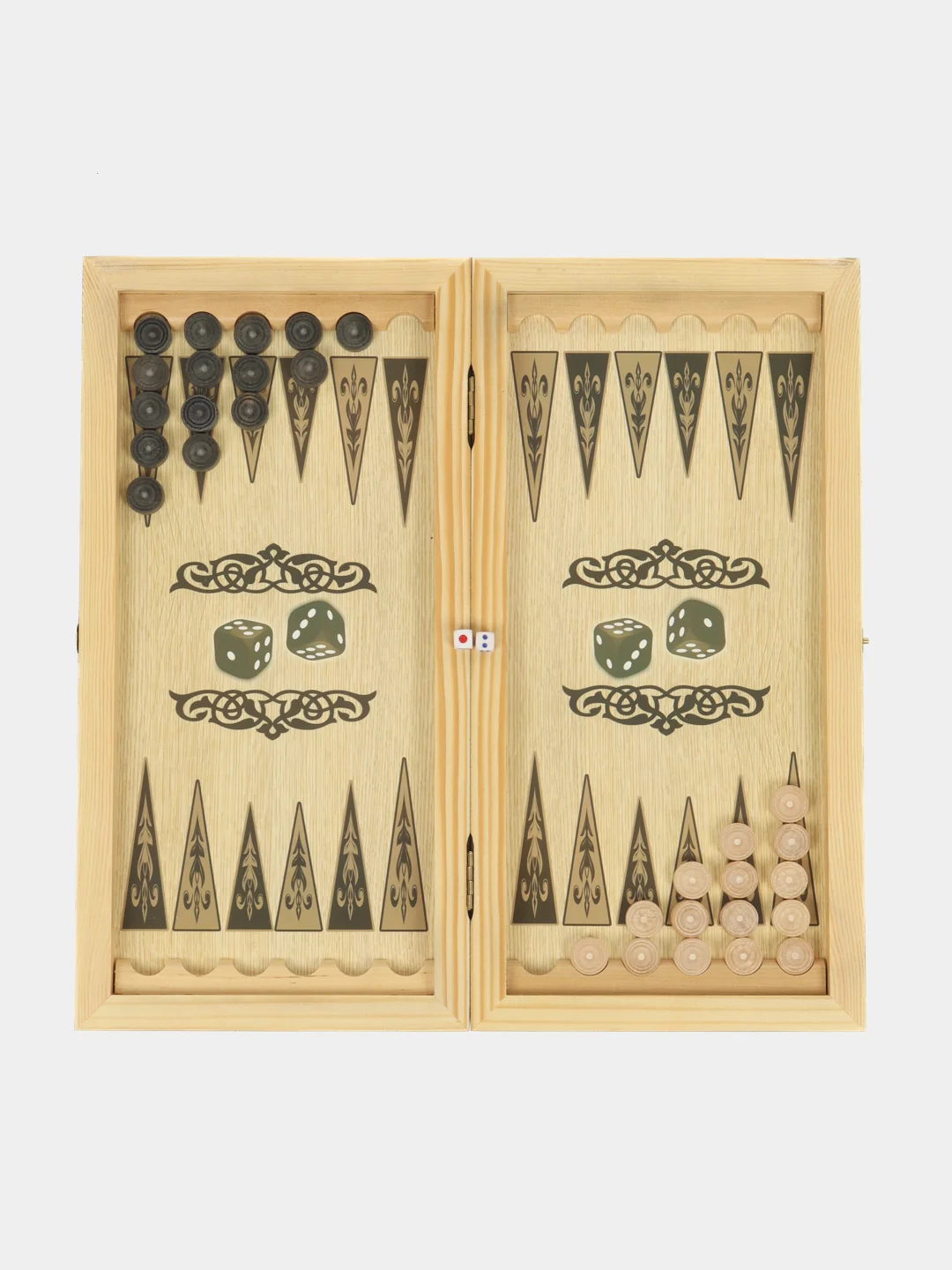 Нарды "Оскал тигра", деревянная доска, с полем для игры в шашки, 40 x 40 см