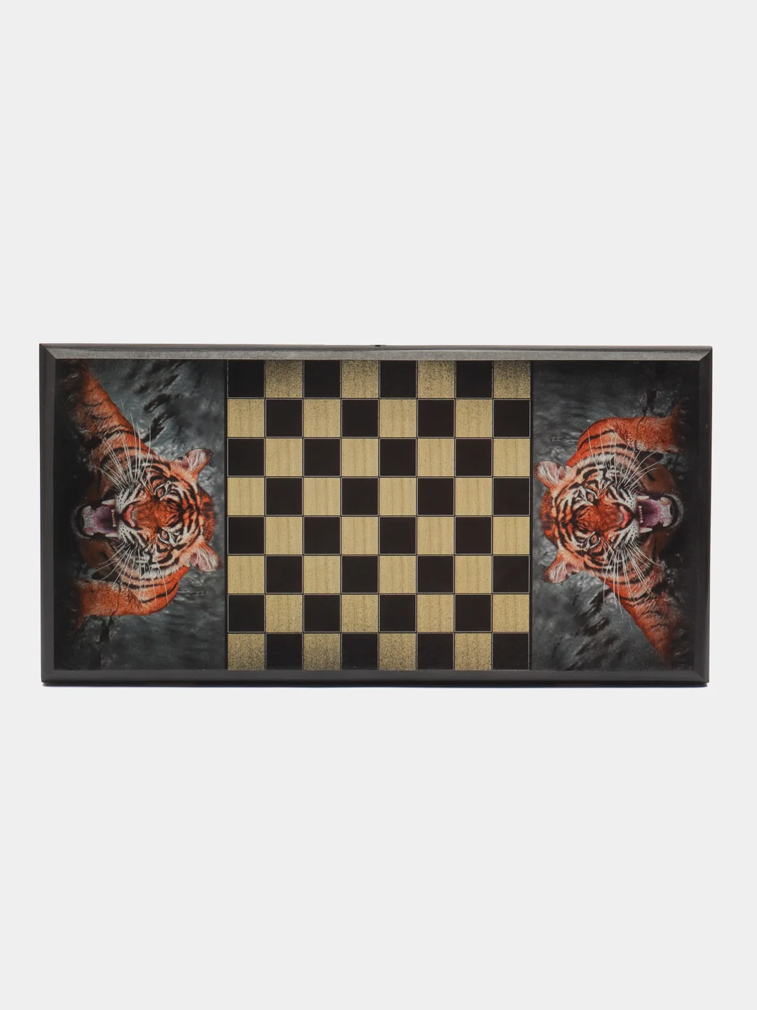 Нарды "Оскал тигра", деревянная доска, с полем для игры в шашки, 40 x 40 см