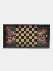 Нарды "Оскал тигра", деревянная доска, с полем для игры в шашки, 40 x 40 см