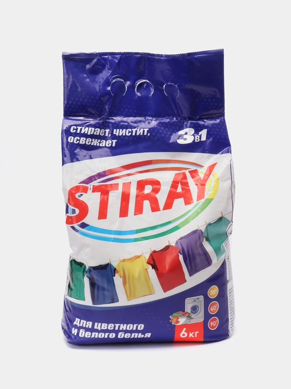 Стиральный порошок Stiray, для цветного и белого белья, 2.4 кг, 6 кг, 9 кг