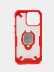 Красный чехол для iPhone 13, 13 Pro, пластиковый, полупрозрачный, с металлическим кольцом