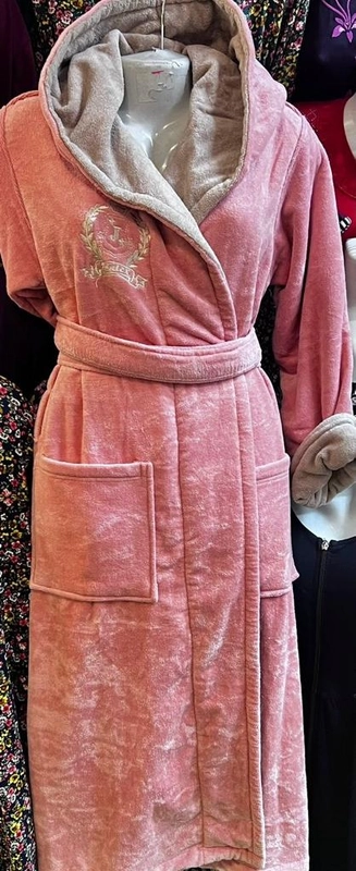 Халат женский с капюшоном, махра, размеры 46-60