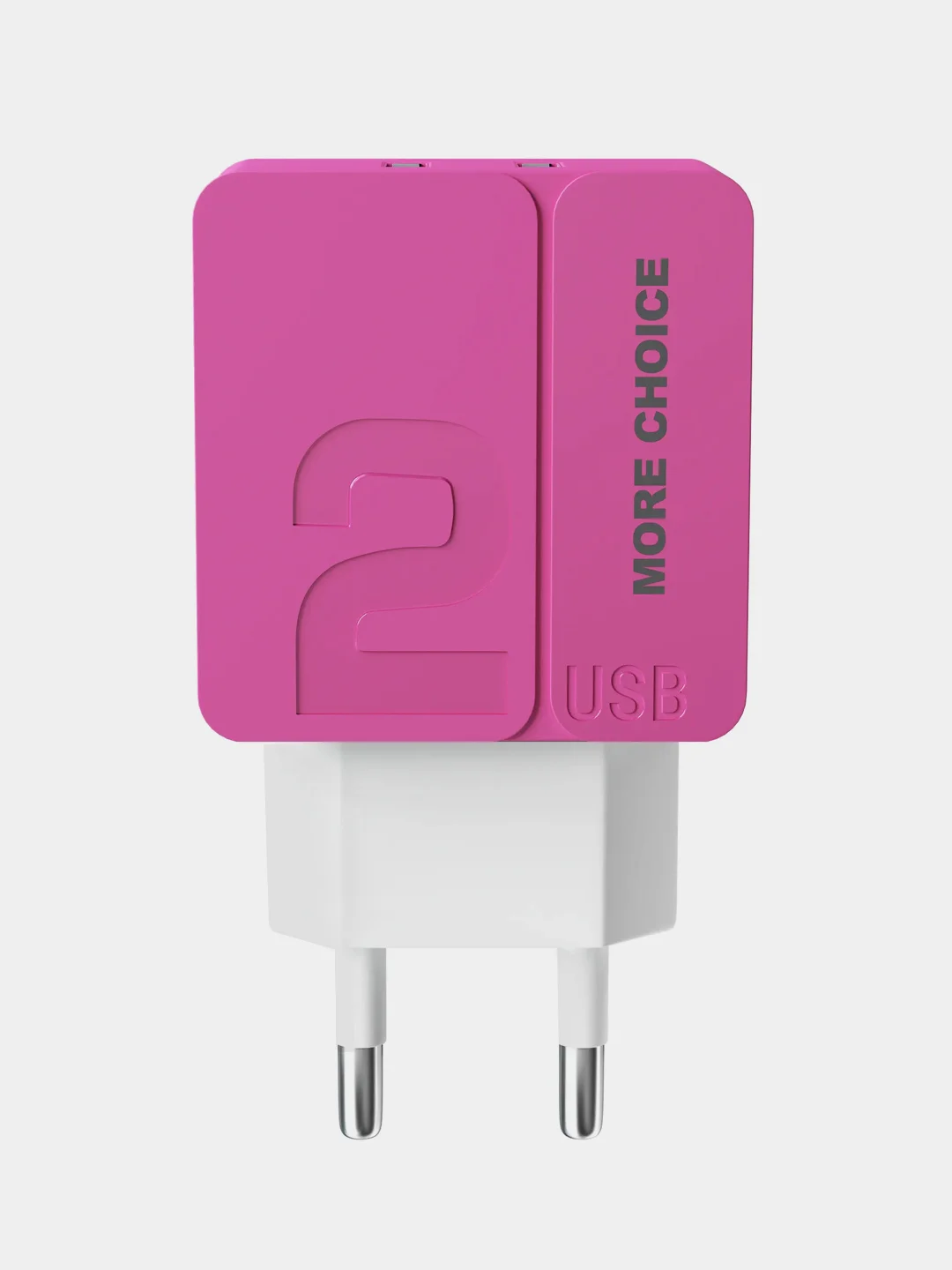 Розовый сетевое зарядное устройство More Choice NC46, 2 USB 2.4A