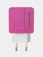Розовый сетевое зарядное устройство More Choice NC46, 2 USB 2.4A