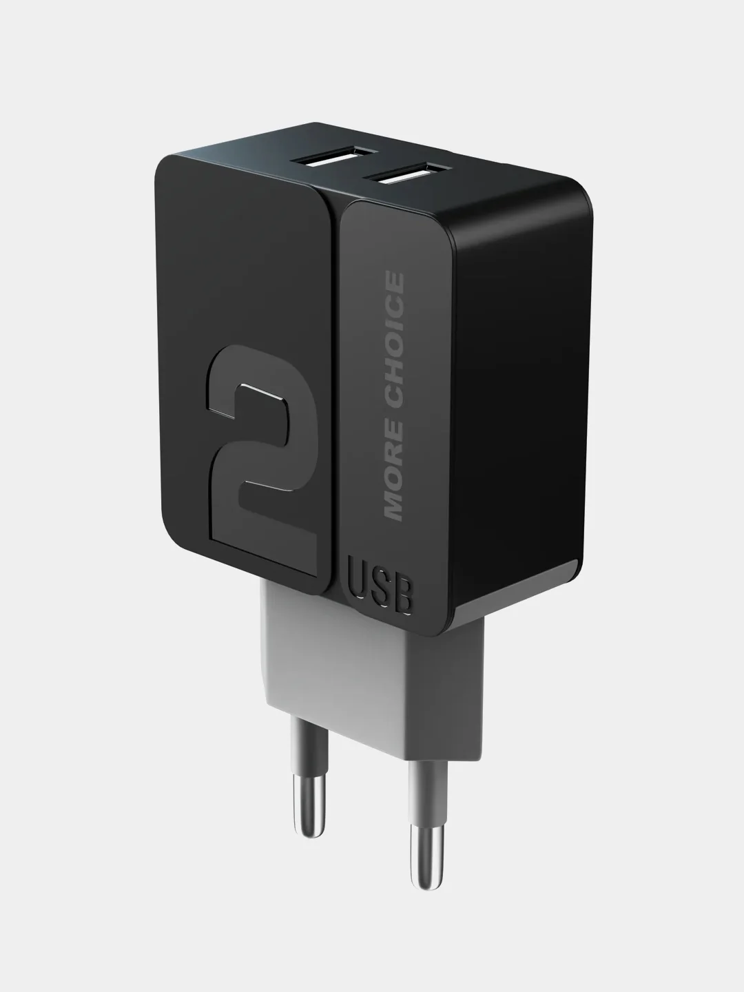 Серый сетевое зарядное устройство More Choice NC46i, 2 USB 2.4A, с кабелем Lightning