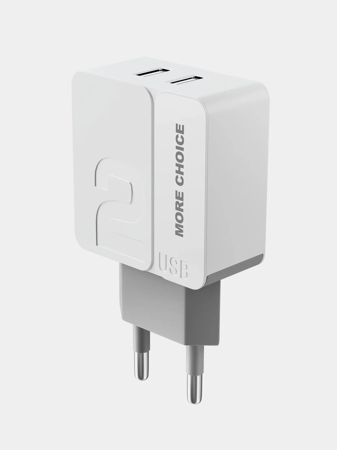 Серый сетевое зарядное устройство More Choice NC46i, 2 USB 2.4A, с кабелем Lightning