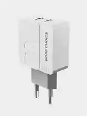 Серый сетевое зарядное устройство More Choice NC46i, 2 USB 2.4A, с кабелем Lightning