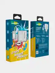 Белый сетевое зарядное устройство More Choice NC46i, 2 USB 2.4A, с кабелем Lightning
