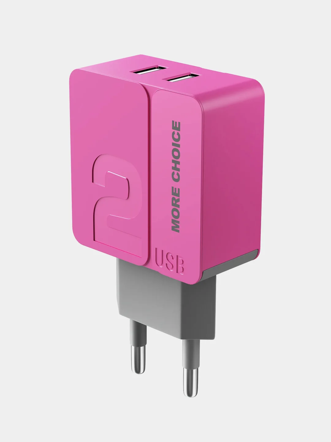 Розовый сетевое зарядное устройство More Choice NC46i, 2 USB 2.4A, с кабелем Lightning