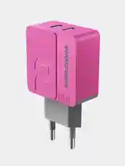 Розовый сетевое зарядное устройство More Choice NC46i, 2 USB 2.4A, с кабелем Lightning