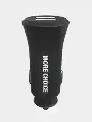 Черный автомобильное зарядное устройство More choice AC23m, 2 USB 2.4A, с кабелем micro USB