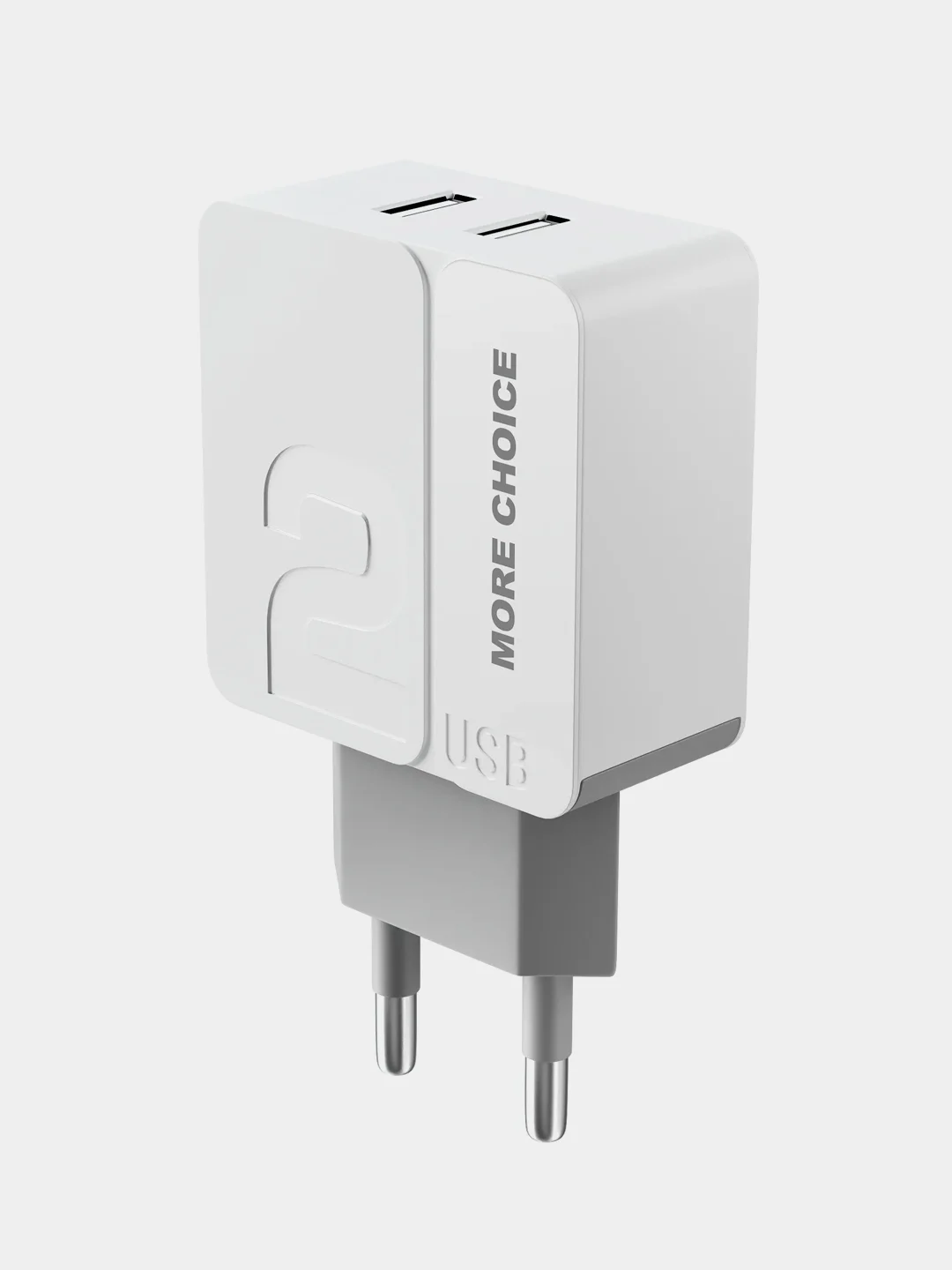 Серый сетевое зарядное устройство More Choice NC46a, 2 USB 2.4A, с кабелем Type-C