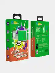 Зеленый сетевое зарядное устройство More Choice NC46a, 2 USB 2.4A, с кабелем Type-C