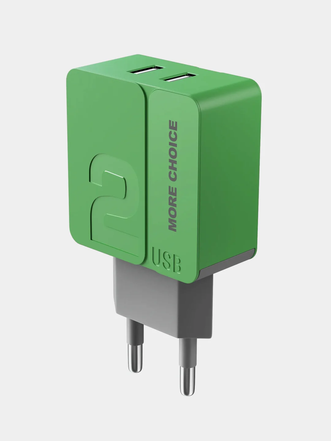 Зеленый сетевое зарядное устройство More Choice NC46a, 2 USB 2.4A, с кабелем Type-C